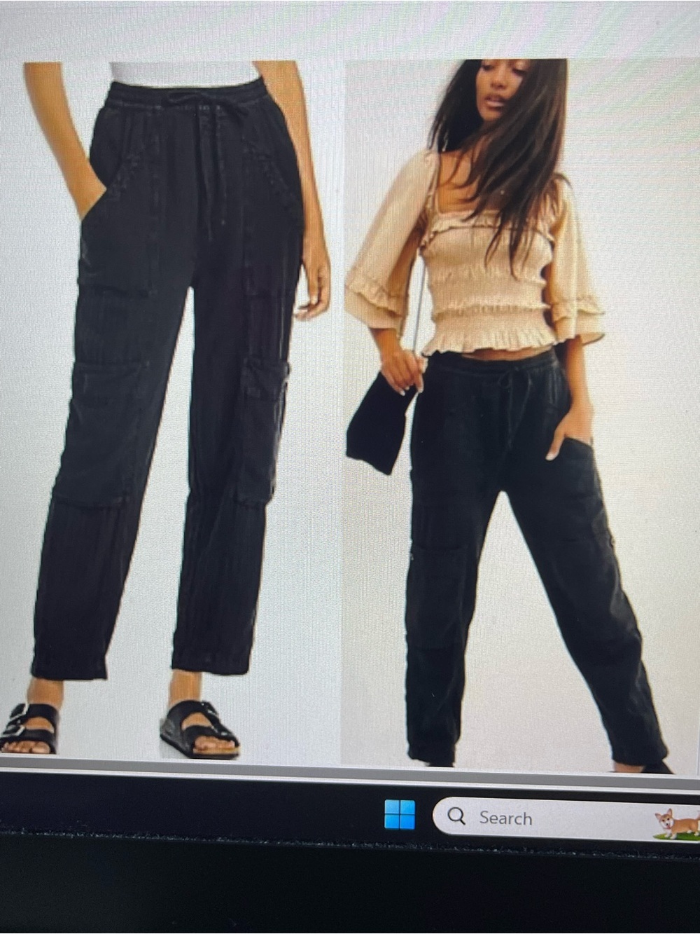 NWOT Free People Feelin Good Utility Pants Cargo Washed Black